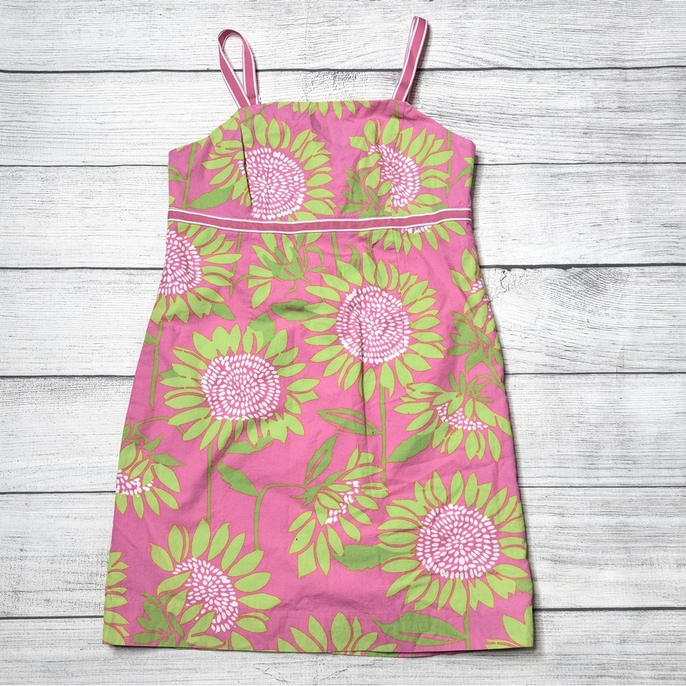 Lilly Pulitzer White Label Vintage Girls‎ Pink Green Sunflower Dress Size 10